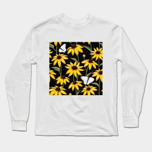 Rudbeckia pattern black Long Sleeve T-Shirt